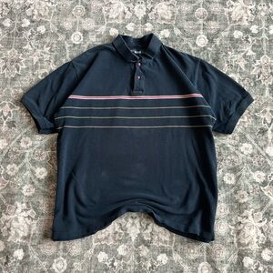 Vintage 90’s Black Polo Shirt with Stripes